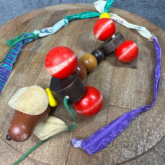 Vintage Dachshund Wooden Slinky Toy Germany Lorenz Hand Made Wood Block Art - Picture 4 of 6